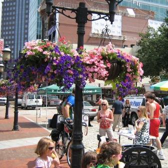Hanging Baskets in Market Square, Downtown Pittsburgh